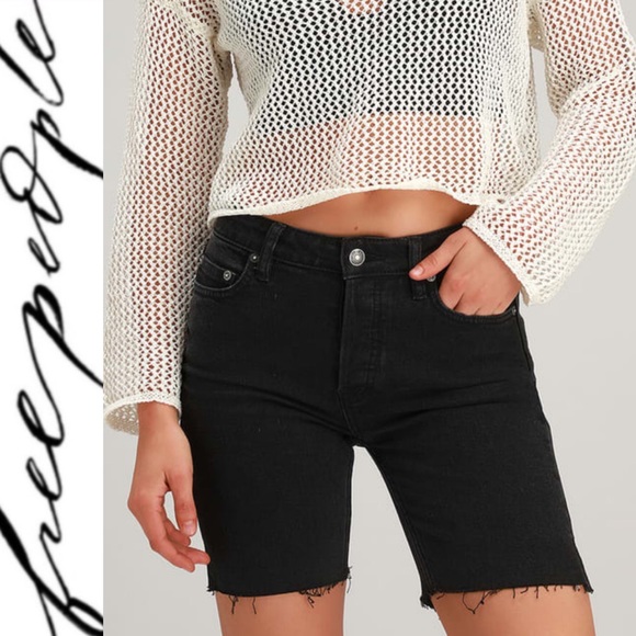 🆕 Free People Washed Black Denim Shorts - Picture 1 of 7